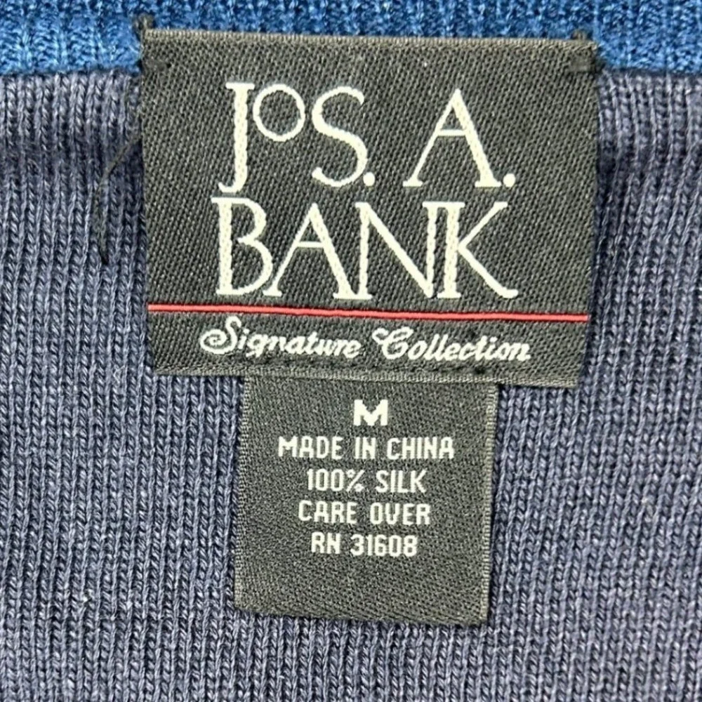Jos. A. Bank‎ Signature Collection Men's Blue 100% Silk V-Neck Sweater Medium